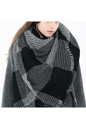 Écharpe à Carreaux pour Femmes, Imitation Cachemire, écharpe Tout-en-Un pour Snood, châle, écharpe à Double Usage, Chaleur d