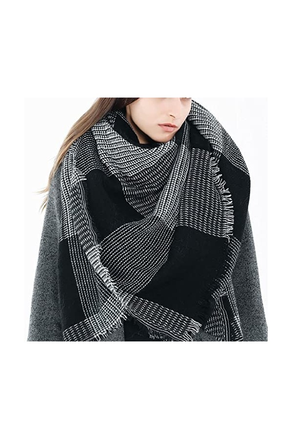 Écharpe à Carreaux pour Femmes, Imitation Cachemire, écharpe Tout-en-Un pour Snood, châle, écharpe à Double Usage, Chaleur d