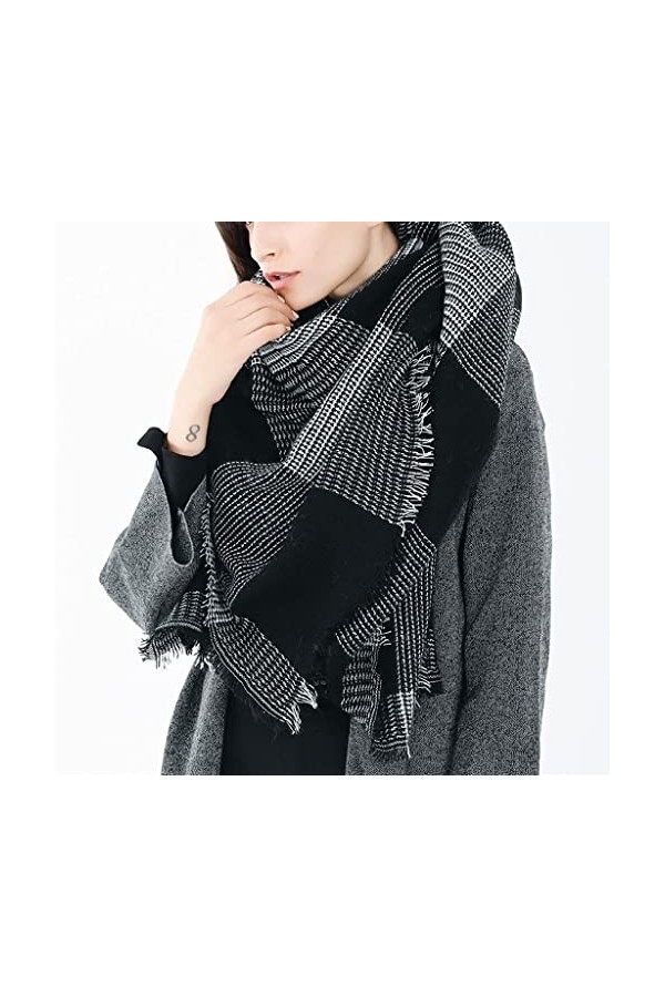 Écharpe à Carreaux pour Femmes, Imitation Cachemire, écharpe Tout-en-Un pour Snood, châle, écharpe à Double Usage, Chaleur d