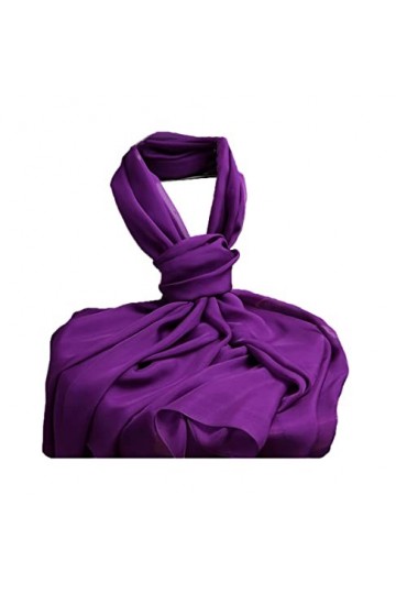 HYCLAM Écharpe Soie pour Femmes, châles en Soie pour Dames, écharpe en Mousseline de Soie Naturelle Solide Violet Violet 200