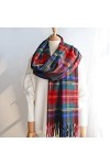 EXENXA Écharpe en Laine à Carreaux Femmes Hiver Chaud Élargi Glands Foulards Châle Hommes Long Pashmina Cadeau Couleur : A, 