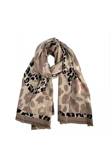 ZJH Élégant Long Rectangle Leopard Cheetah Animal Imprimer Écharpe Écharpes dhiver Femmes Long Soft Châle 14.2 "en Large x 7