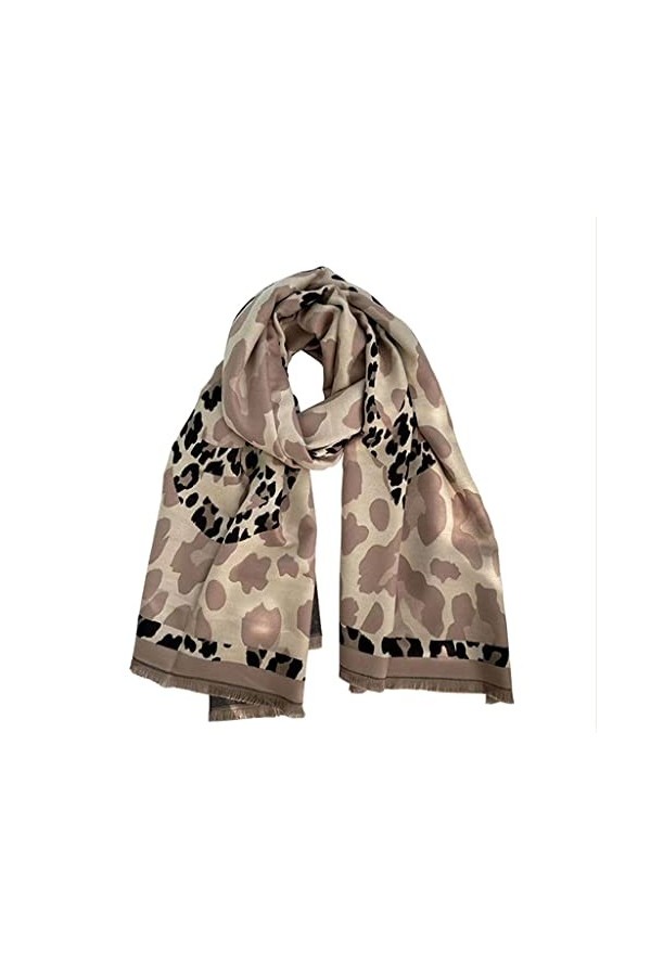 ZJH Élégant Long Rectangle Leopard Cheetah Animal Imprimer Écharpe Écharpes dhiver Femmes Long Soft Châle 14.2 "en Large x 7