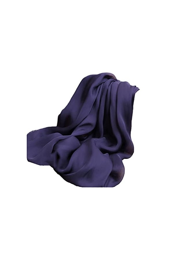 HYCLAM Écharpe Soie, écharpe en Mousseline de Soie Naturelle Bleu foncé pour Femmes, châles Solides pour Dames Orange 200~13