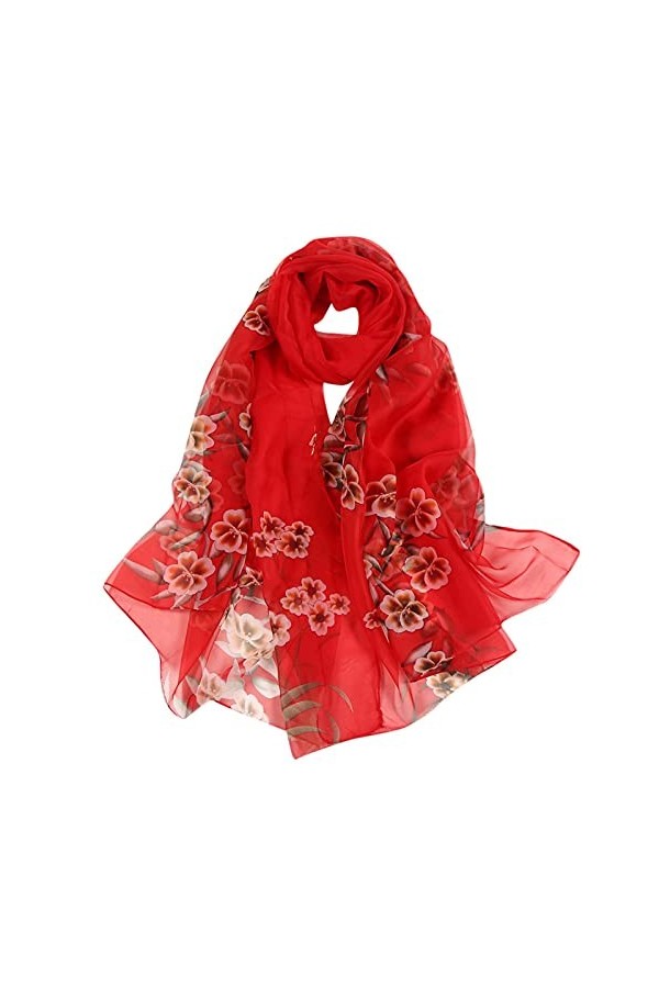 EXENXA Écharpe dautomne pour Femme en Polyester imprimé Floral WeddingLady Foulards Sheer Headscarf Big Scarf Wrap Shawl éc
