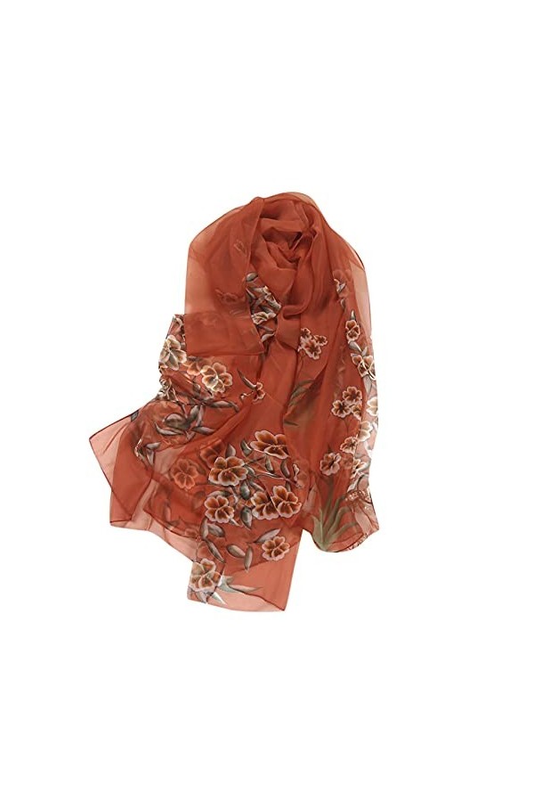 EXENXA Écharpe dautomne pour Femme en Polyester imprimé Floral WeddingLady Foulards Sheer Headscarf Big Scarf Wrap Shawl éc