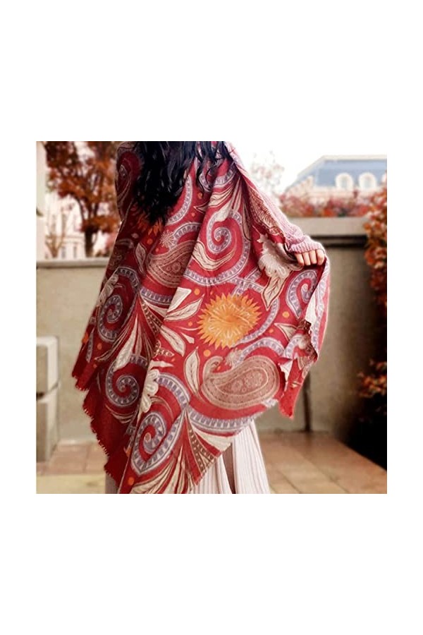 OLOTU Hiver Écharpe Écharpe en Laine, châle en Laine Douce dhiver épais surdimensionné, châle décontracté à la Mode pour Fem