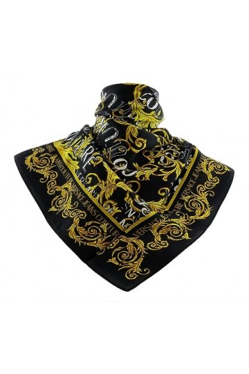 Versace Jeans Couture Écharpe carrée à imprimé baroque noir/doré pour femme, noir/doré, 26-26, Noir/doré, 26-26