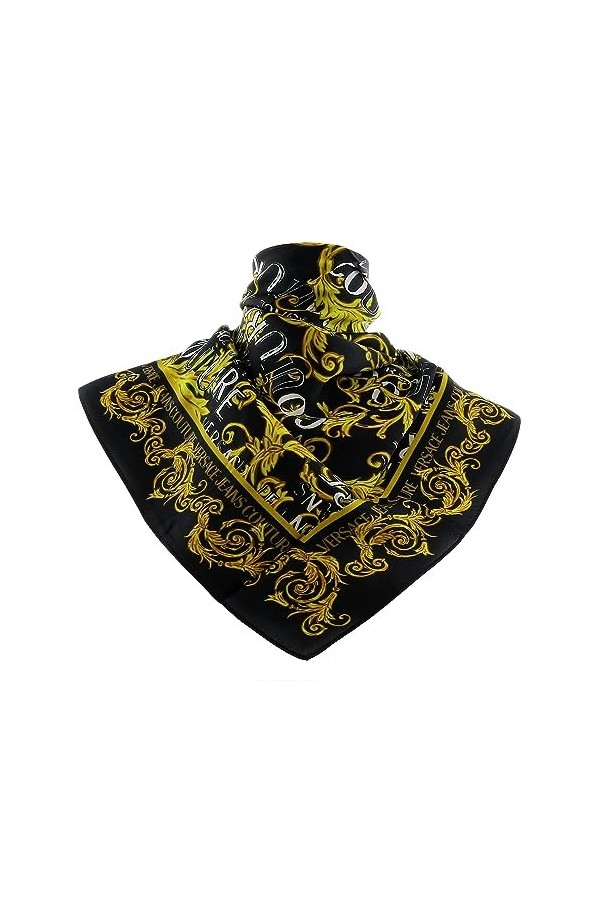 Versace Jeans Couture Écharpe carrée à imprimé baroque noir/doré pour femme, noir/doré, 26-26, Noir/doré, 26-26