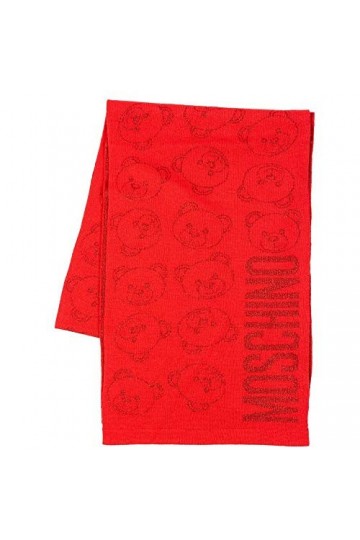 Moschino Écharpe visage teddy rouge stratifié, rouge, 30x180cm