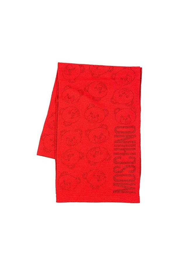 Moschino Écharpe visage teddy rouge stratifié, rouge, 30x180cm