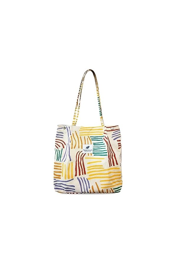 Sozakka Sac Fourre-tout en Velours Côtelé, Tote Bag Femme Chic, Sac Fourre Tout Bandouliere Toile, Sac Cabas Femme Tissu avec