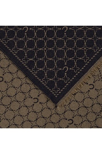 CODELLO Écharpe pour femme merveilleusement chaude | Design logo | 55 x 180 cm | 100 % laine, bleu foncé, taille unique