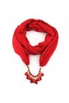 Collier Écharpe Hiver Chaud Bijoux Pendentif Écharpe Bague en Coton Doux Hijab Châles Foulard Femme Dames Couleur: Rouge, Ta
