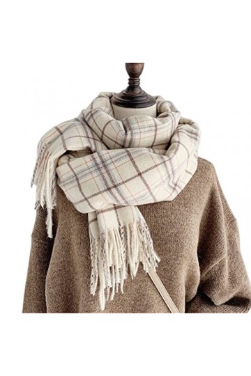 Samnuerly Écharpe Mode Treillis Écharpe Femmes Hiver Imitation Cachemire Écharpe Chaude Femme Hiver Voyage en Plein Air Doubl