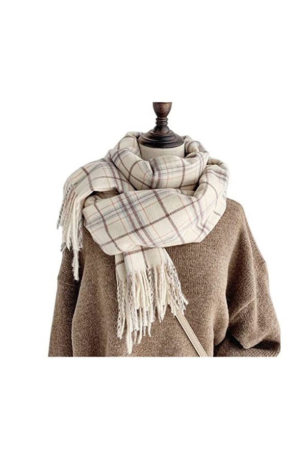 Samnuerly Écharpe Mode Treillis Écharpe Femmes Hiver Imitation Cachemire Écharpe Chaude Femme Hiver Voyage en Plein Air Doubl