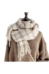 Samnuerly Écharpe Mode Treillis Écharpe Femmes Hiver Imitation Cachemire Écharpe Chaude Femme Hiver Voyage en Plein Air Doubl