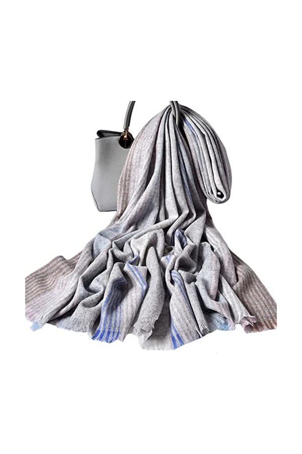 OVLAJ Echarpe Femme Hiver Écharpe Écharpe en Laine Femmes Châles Et Enveloppes dhiver-Color 5,197X70Cm