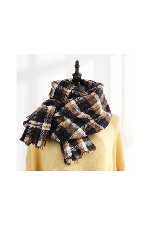 écharpe Écharpe Femmes Hiver Foulard Écharpes à Carreaux pour Dames Wraps de Noël coréens Couleur : Jaune, Taille : Taille U
