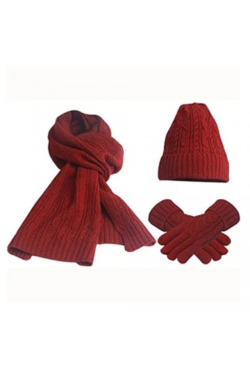 Samnuerly Gants dhiver, Ensembles décharpes pour Femmes Chapeau dhiver écharpe Gants tricotés Garder au Chaud écharpes Cou