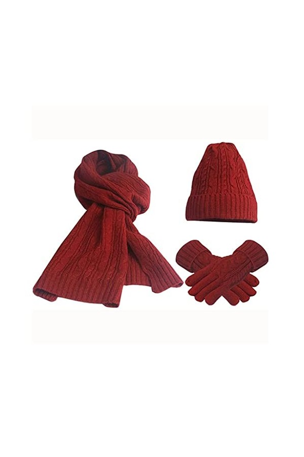 Samnuerly Gants dhiver, Ensembles décharpes pour Femmes Chapeau dhiver écharpe Gants tricotés Garder au Chaud écharpes Cou