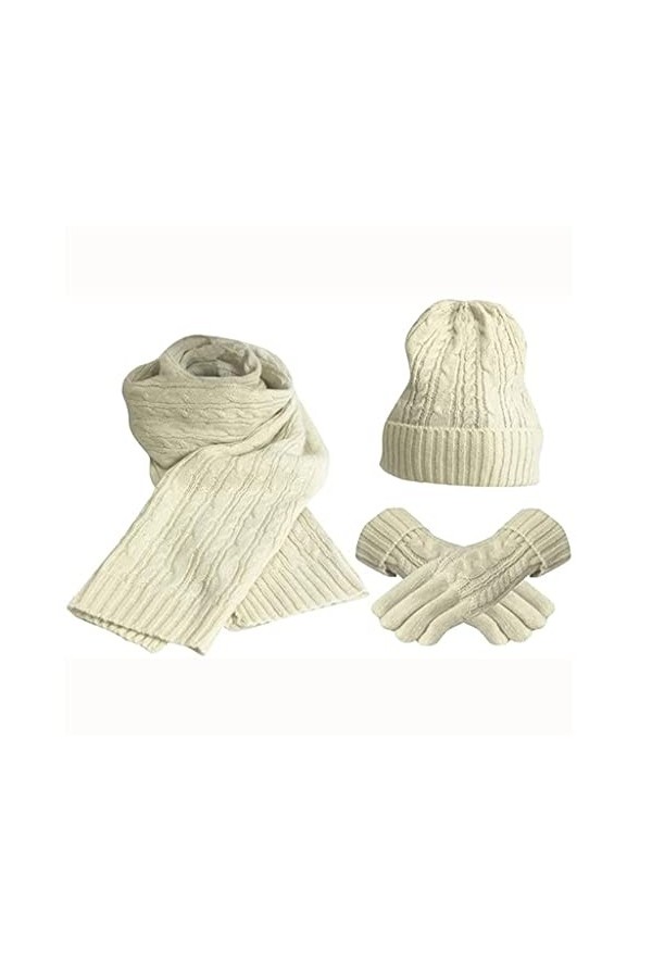 Samnuerly Gants dhiver, Ensembles décharpes pour Femmes Chapeau dhiver écharpe Gants tricotés Garder au Chaud écharpes Cou