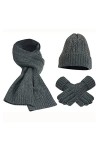 Samnuerly Gants dhiver, Ensembles décharpes pour Femmes Chapeau dhiver écharpe Gants tricotés Garder au Chaud écharpes Cou