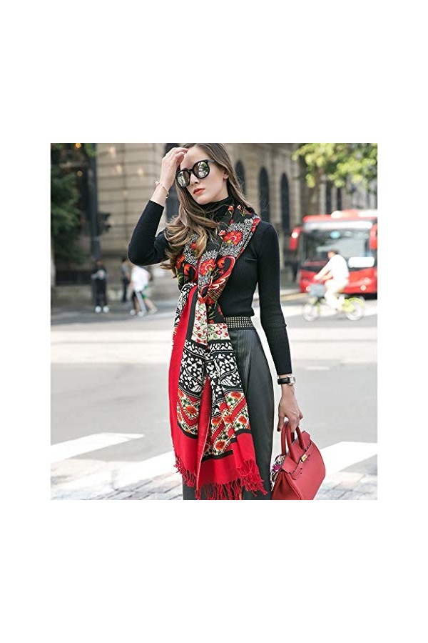 Echarpes Oversize pour Femme en Laine dautomne et dhiver Long châle à Double Usage et Foulards Color : Red, Size : 245 * 1