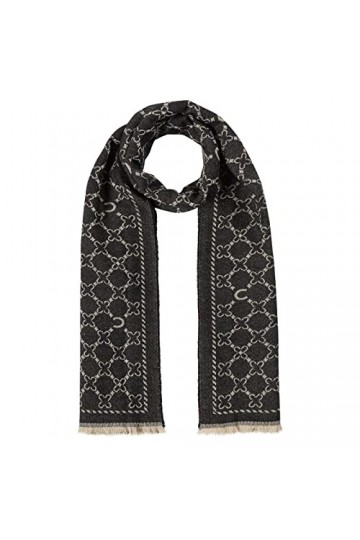 CODELLO Écharpe pour femme merveilleusement chaude | Design logo | 55 x 180 cm | 100 % laine, Noir , taille unique