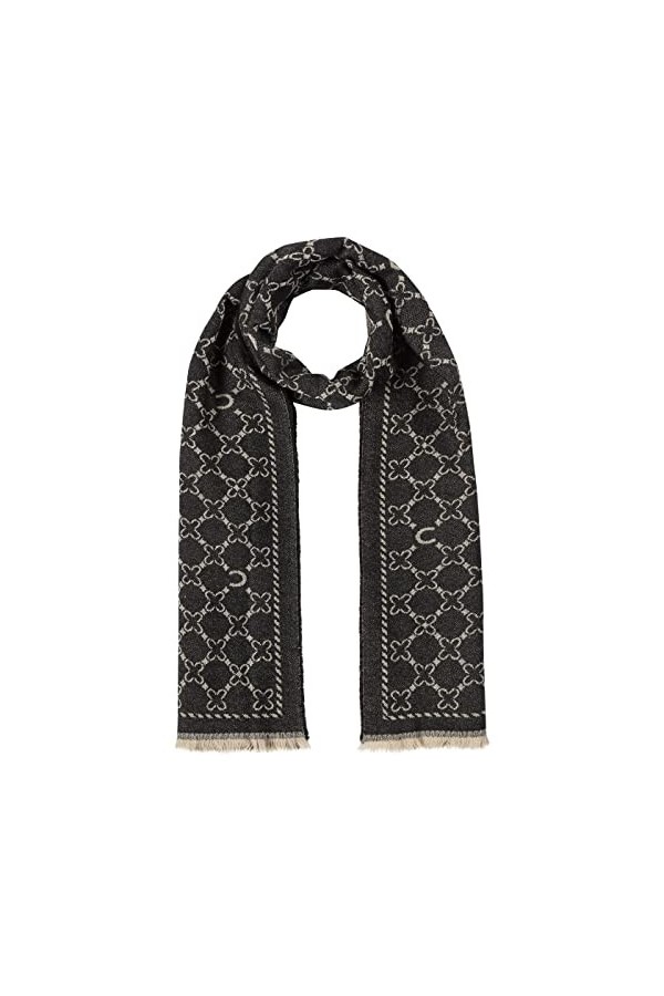 CODELLO Écharpe pour femme merveilleusement chaude | Design logo | 55 x 180 cm | 100 % laine, Noir , taille unique