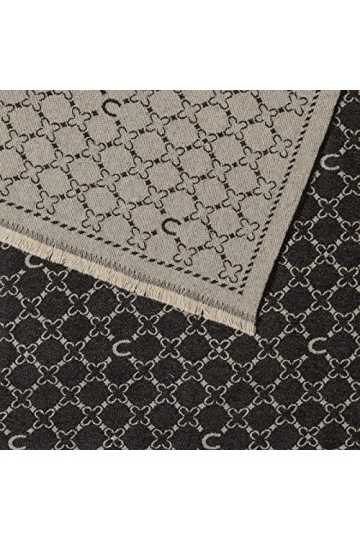 CODELLO Écharpe pour femme merveilleusement chaude | Design logo | 55 x 180 cm | 100 % laine, Noir , taille unique