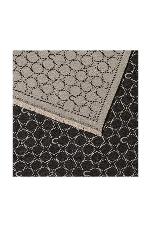 CODELLO Écharpe pour femme merveilleusement chaude | Design logo | 55 x 180 cm | 100 % laine, Noir , taille unique