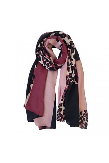 DOnhek Écharpe Femmes Printemps et Automne Mince Couleur Correspondant Léopard Longue Écharpe En Soie Mode Étrangère Crème So