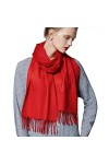 Echarpes châle Pure Cachemire Couleur Unie pour Femme Chaude épaisse Automne et Hiver et Foulards Color : Red, Size : 180 * 