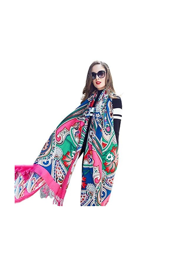 Echarpes Foulards pour Femmes Surdimensionnée Longue Douce dhiver À Franges Enveloppée Châle 100% Laine Cadeau De Noël Châle