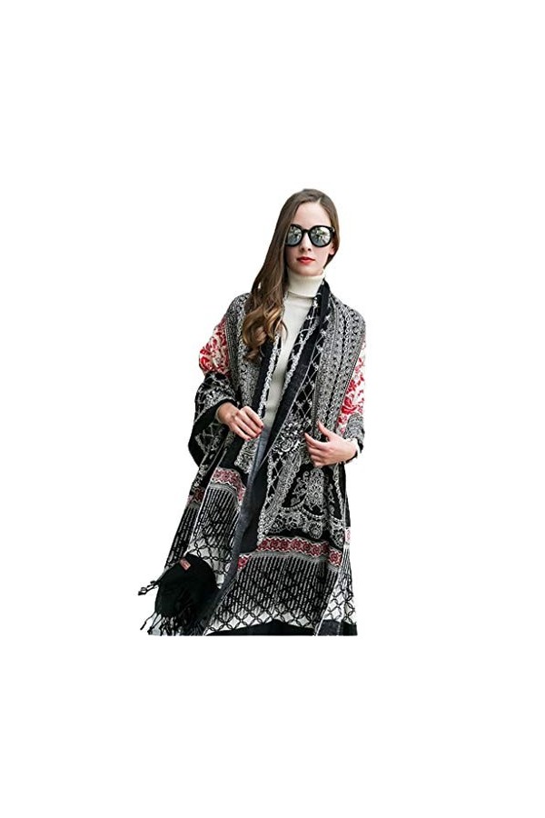 Echarpes Foulards pour Femme Châle Surdimensionné Enveloppé À La Mode Chaude 100% Cachemire Manteau Sauvage dhiver, Cadeau d