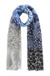 Écharpe en laine et modal avec motif animal et camouflage, bleu, taille unique