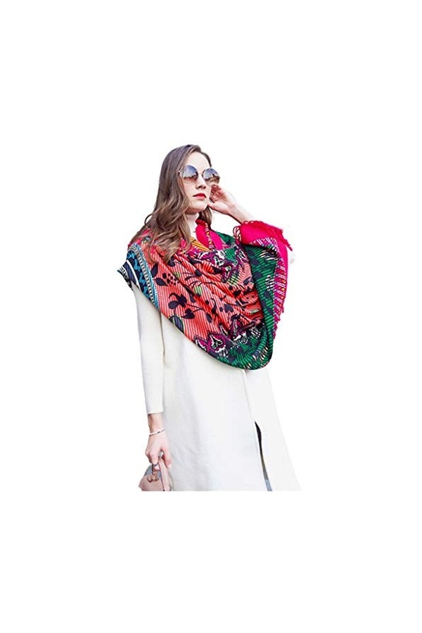 Echarpes Foulards Longue pour Femmes 100% Cachemire Châle À Pompon Enveloppé De Mode Convient pour Les Cadeaux De Noël Ou du 