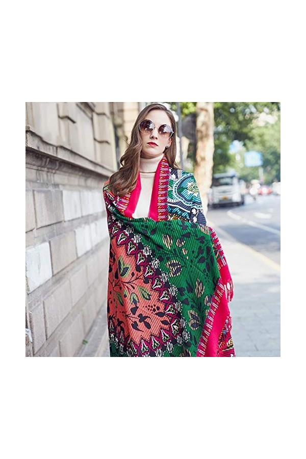 Echarpes Foulards Longue pour Femmes 100% Cachemire Châle À Pompon Enveloppé De Mode Convient pour Les Cadeaux De Noël Ou du 