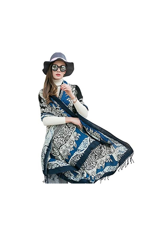 Echarpes Foulards Chaude pour Femmes 100% Cachemire Longue Douce dhiver Châle Pompon Enveloppé Cape Photo De Voyage Printemp