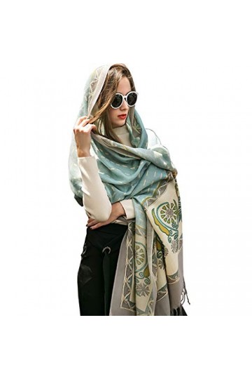 Echarpes Foulards Chaude pour Femmes Longue Douce dhiver Bandeau Surdimensionné Bleu Clair 100% Cachemire Cadeau De Noël pou