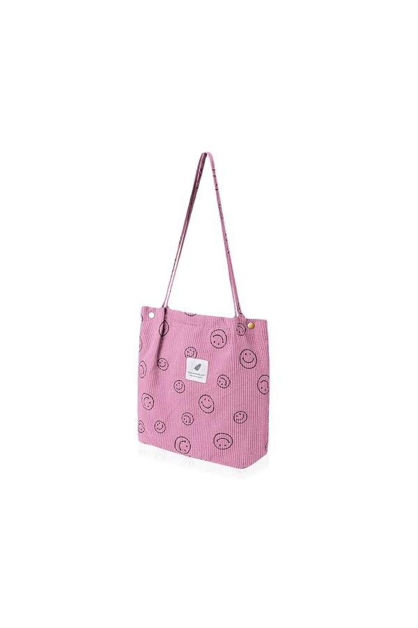 Sozakka Sac Fourre-tout en Velours Côtelé, Tote Bag Femme Chic, Sac Fourre Tout Bandouliere Toile, Sac Cabas Femme Tissu avec