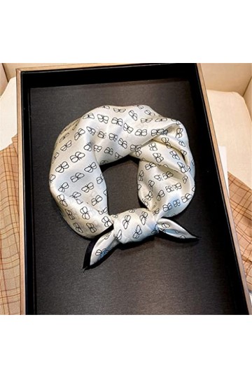 Écharpe pour Femme, écharpe pour Femme Automne Soie Petite écharpe carrée pour Femme All-Match Thin French Mulberry Silk Scar