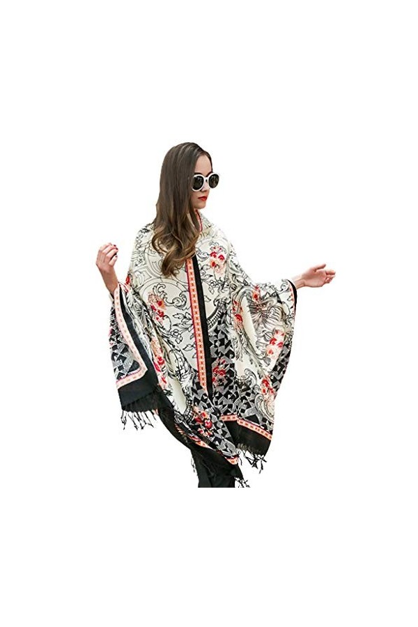 Echarpes Foulards Châle À Franges Enveloppé Chaude pour Femmes Longue Douce dhiver Châle Imprimé Surdimensionné 100% Cachemi