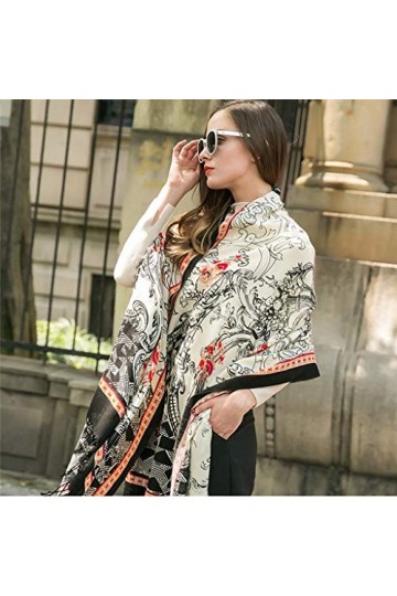 Echarpes Foulards Châle À Franges Enveloppé Chaude pour Femmes Longue Douce dhiver Châle Imprimé Surdimensionné 100% Cachemi