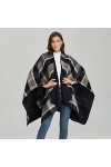 STRAW Femmes Plaid All-Match Automne Hiver Chaud épais écharpe à Carreaux épaisses Ponchos Capes châle de Voyage Color : Bla