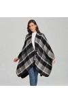 STRAW Femmes Plaid All-Match Automne Hiver Chaud épais écharpe à Carreaux épaisses Ponchos Capes châle de Voyage Color : Bla