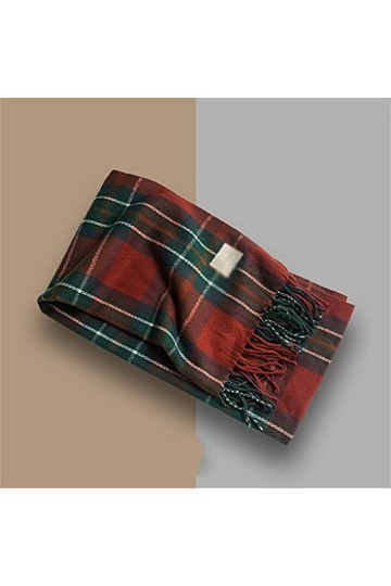 Samnuerly Écharpe en Tissu à Lettres dautomne et dhiver Petite écharpe à Franges en Treillis Écharpe Chaude châle à Double 