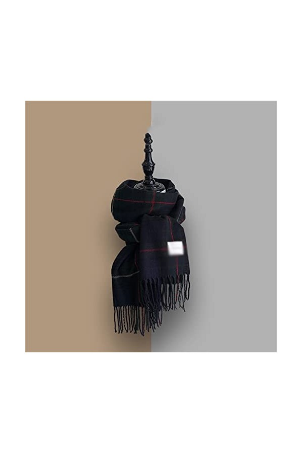 Samnuerly Écharpe en Tissu à Lettres dautomne et dhiver Petite écharpe à Franges en Treillis Écharpe Chaude châle à Double 