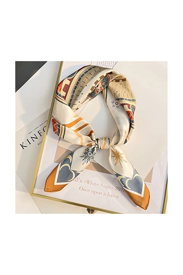 DAONPHARI Écharpe en Soie Printemps et Automne Petite écharpe carrée pour Femmes Bande de Cheveux décorative Tout Assortie Pe